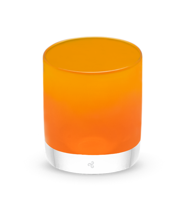 mimosa rocker, tangerine orange hand-blown lowball glass.
