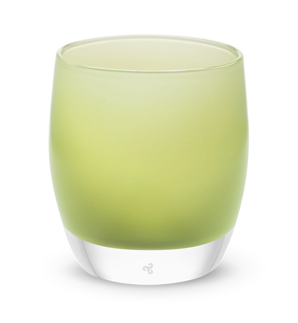 new fern light green hand-blown glass votive candle holder