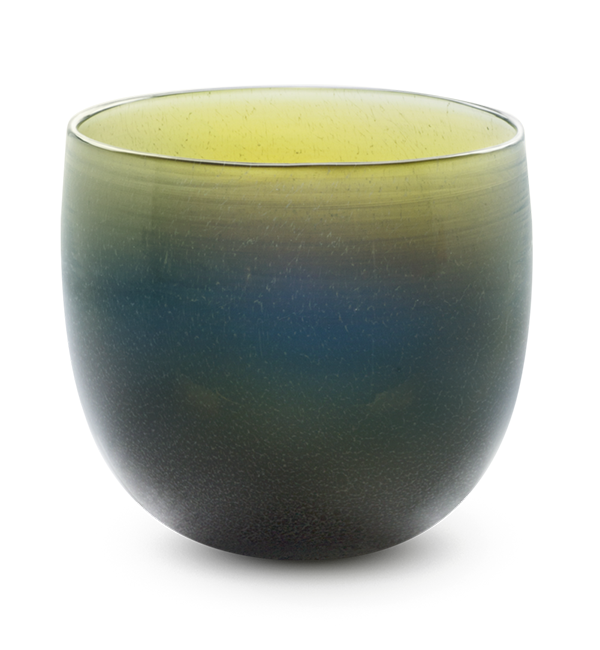 hand-blown multi-colored drinking glass