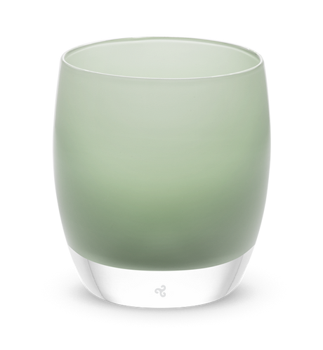 peaceful agate green hand-blown glass votive candle holder