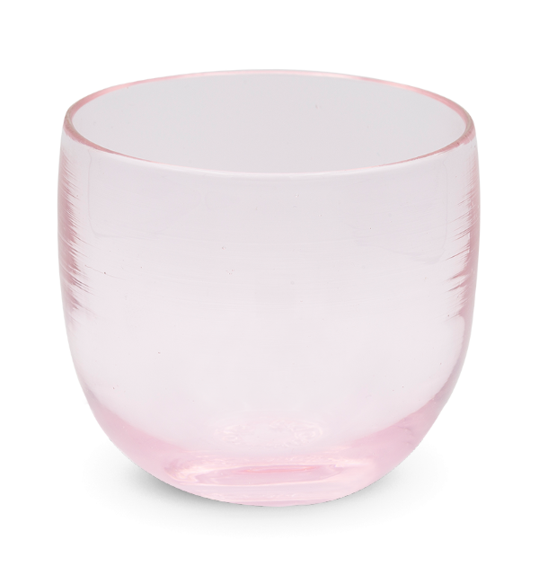 hand-blown light pink drinking glass