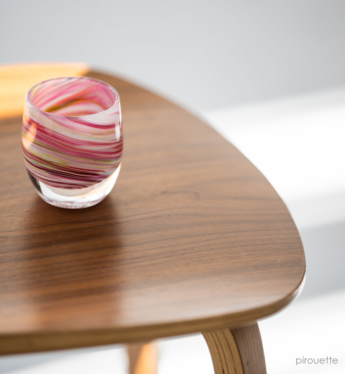 pirouette pink multi-colored swirl, hand-blown glass votive candle holders