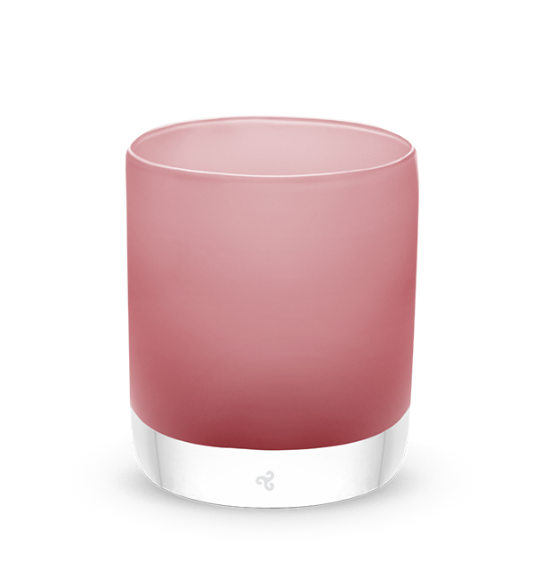 rosebud rocker, dusty pink hand-blown glass lowball drinking glass