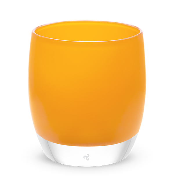 shine hand-blown bright orange glass votive candle holder