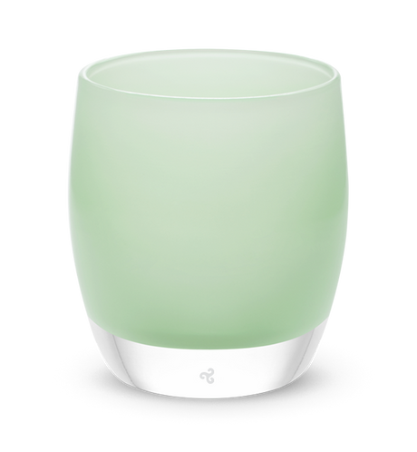 spirit, light mint green, hand-blown glass votive candle holder