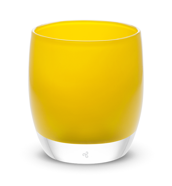 taxi, golden yellow, hand-blown glass votive candle holder.