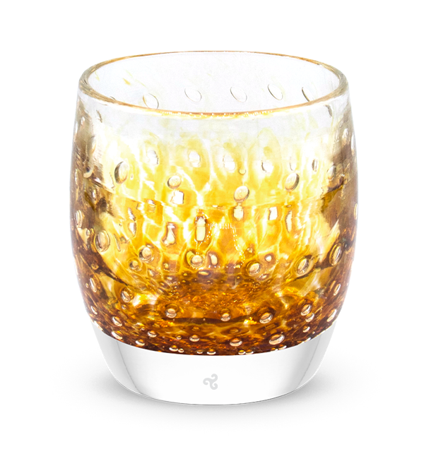 tiara amber bubble pattern, hand-blown glass votive candle holder