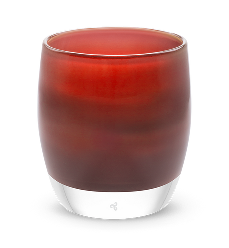 tradition, garnet hand-blown glass votive candle holder