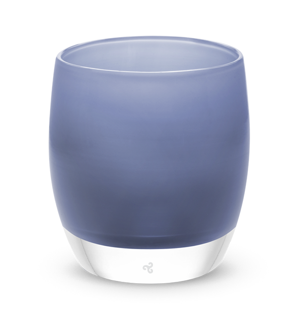 true blue stormy blue, hand-blown glass votive candle holder.