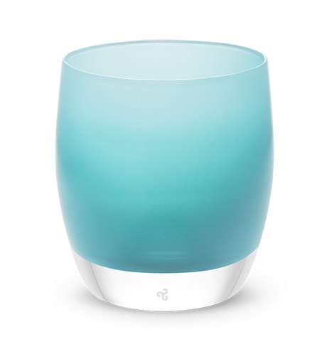 turquoise hand-blown glass votive candle holder