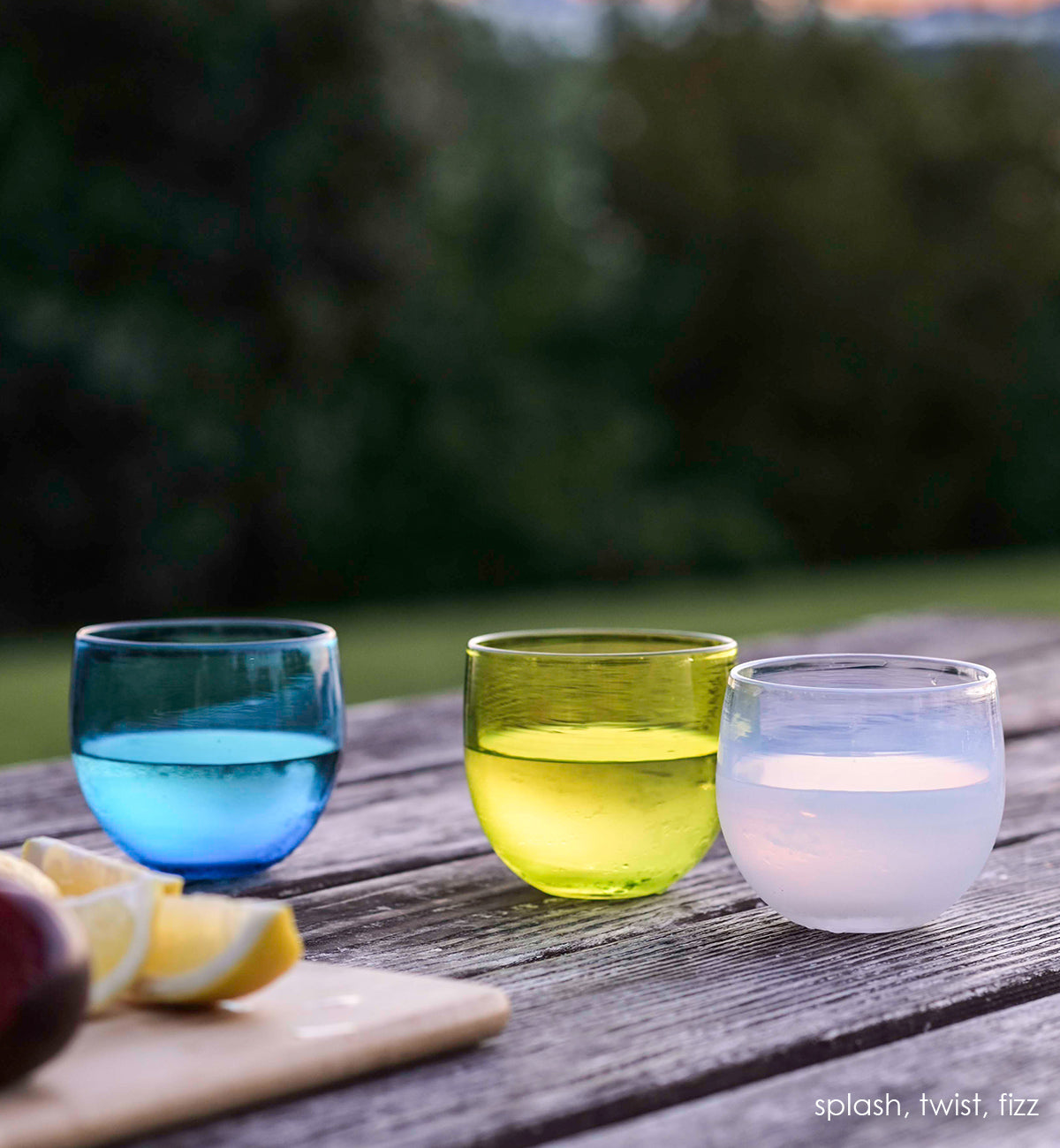 hand-blown lime green drinking glass.