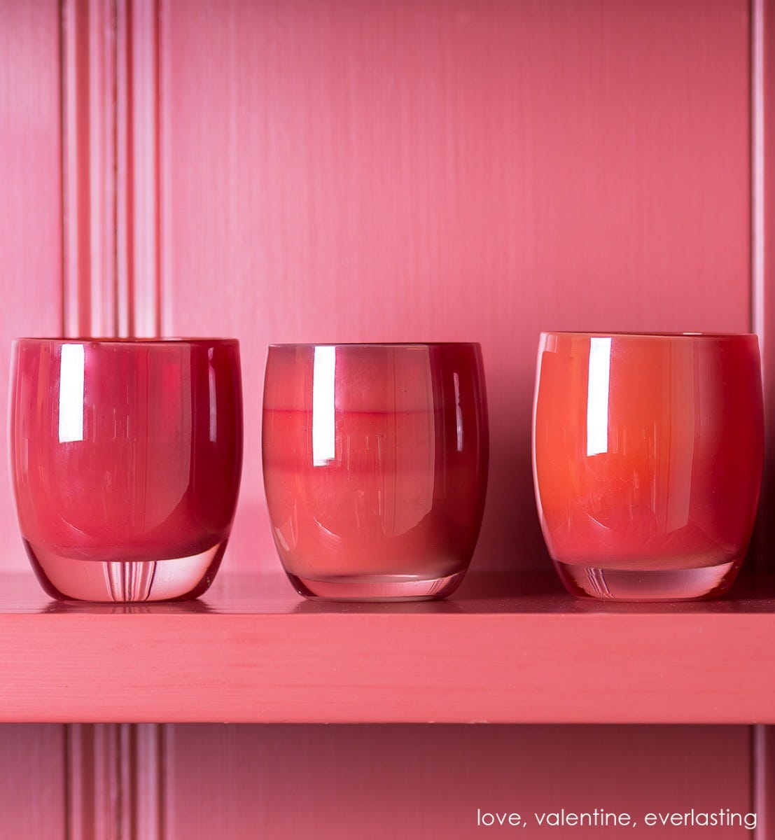 hand-blown red glass votive candle holders
