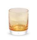 whiskey rocker, amber translucent, hand-blown glass lowball drinking glass