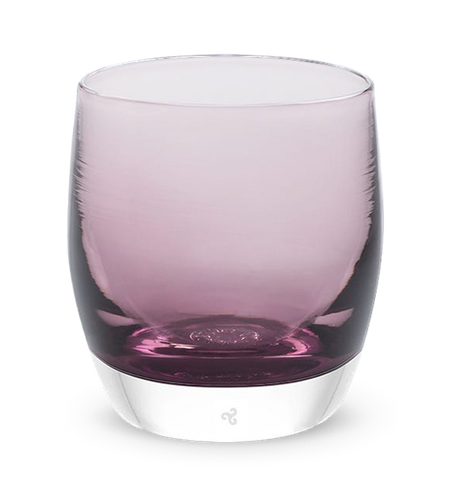 whisper, transparent dusty purple, hand-blown glass votive candle holder
