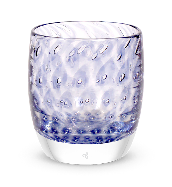 wisdom, unique navy bubble pattern, hand-blown glass votive candle holder.