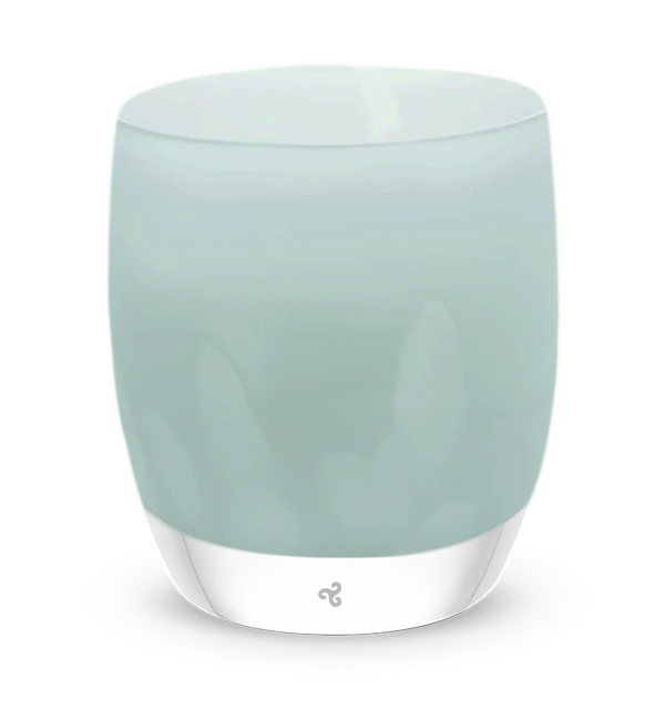 your calling, pale green petal texture, hand-blown glass votive candle holder.